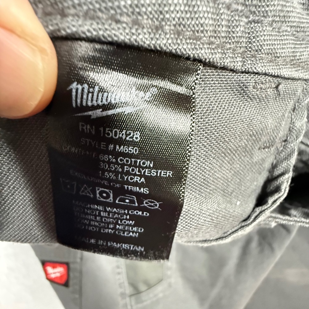 Milwaukee M650 Work Pants Mens 34x30 Gray Utility Carpenter Canvas Trousers - Picture 10 of 15